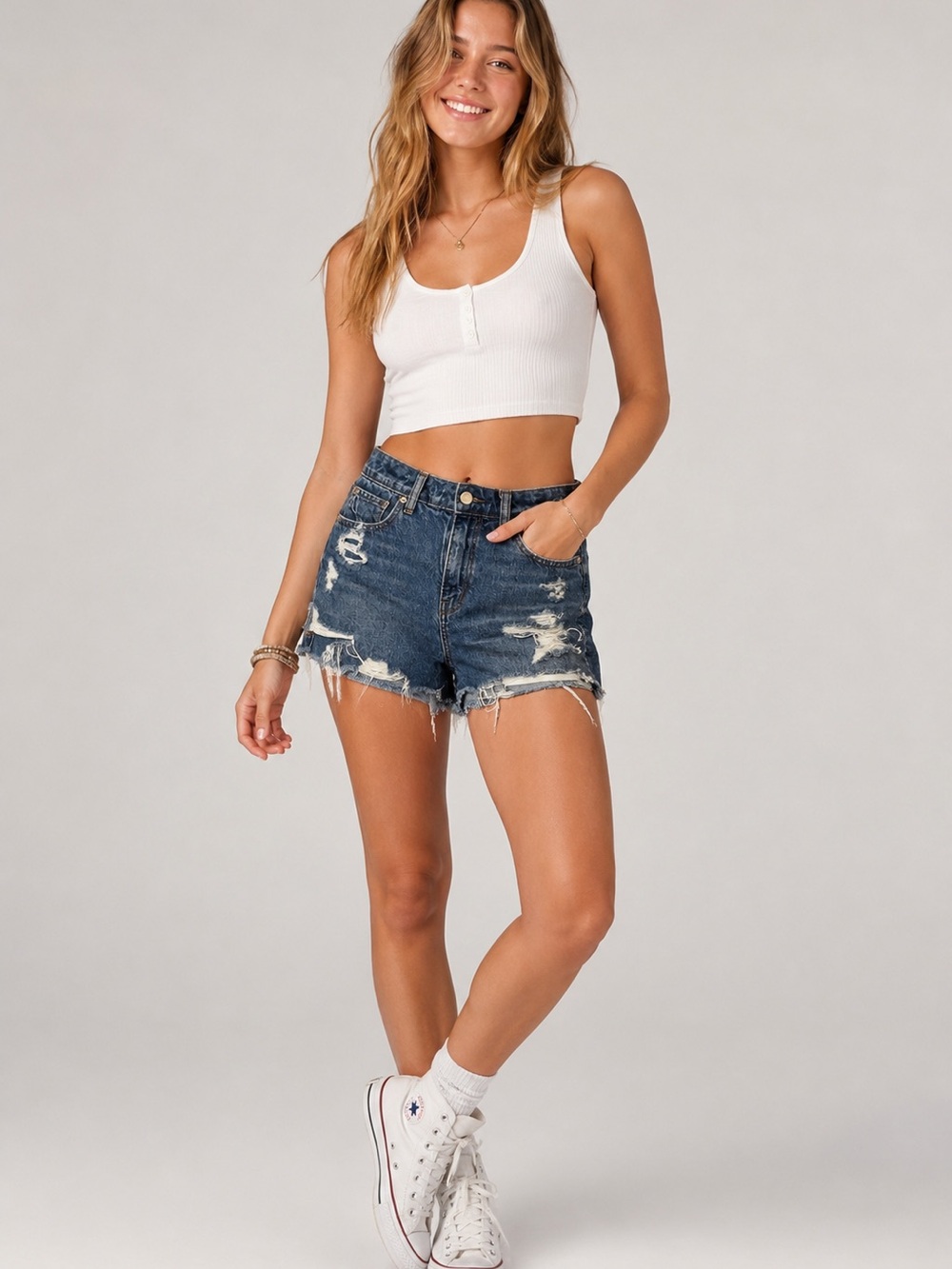 American Eagle Distressed Denim Shorts Size 2